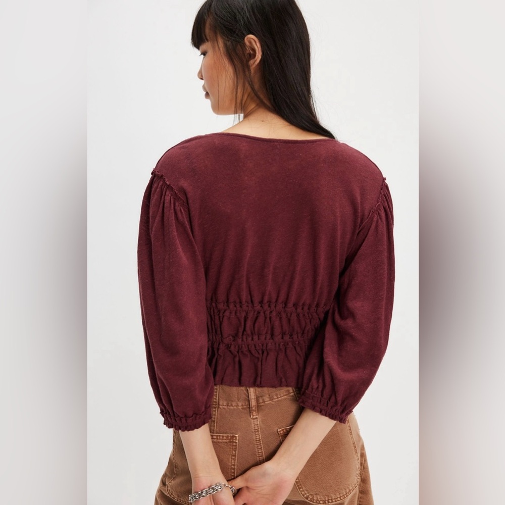 Free People Let’s Go Blouse in Red Bark size Medium NWT - Picture 11 of 11